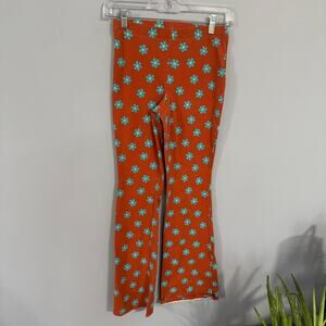LA Hearts by PacSun Orange & Blue Floral Pull On Flare Leg Leggings Size Small